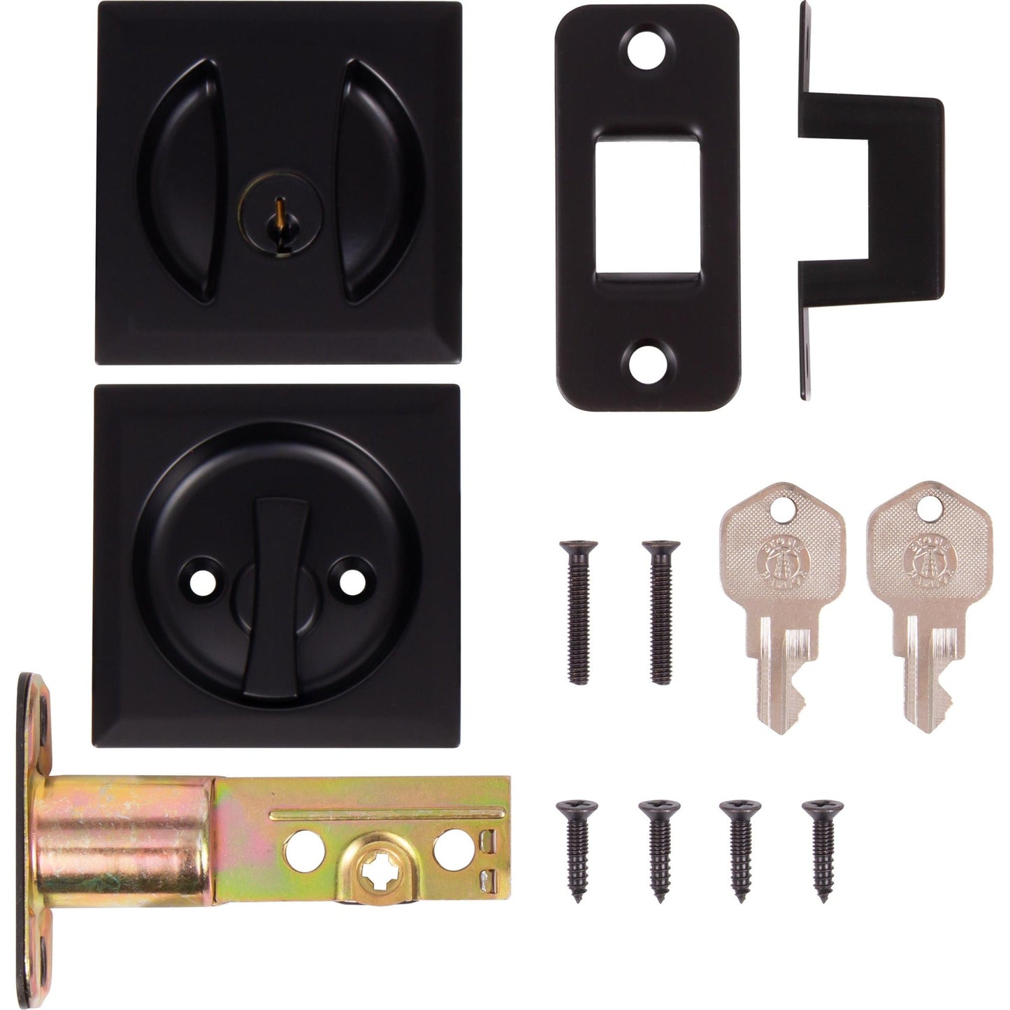 Contemporary Square Pocket Door Lock, Keyed Entry Function
