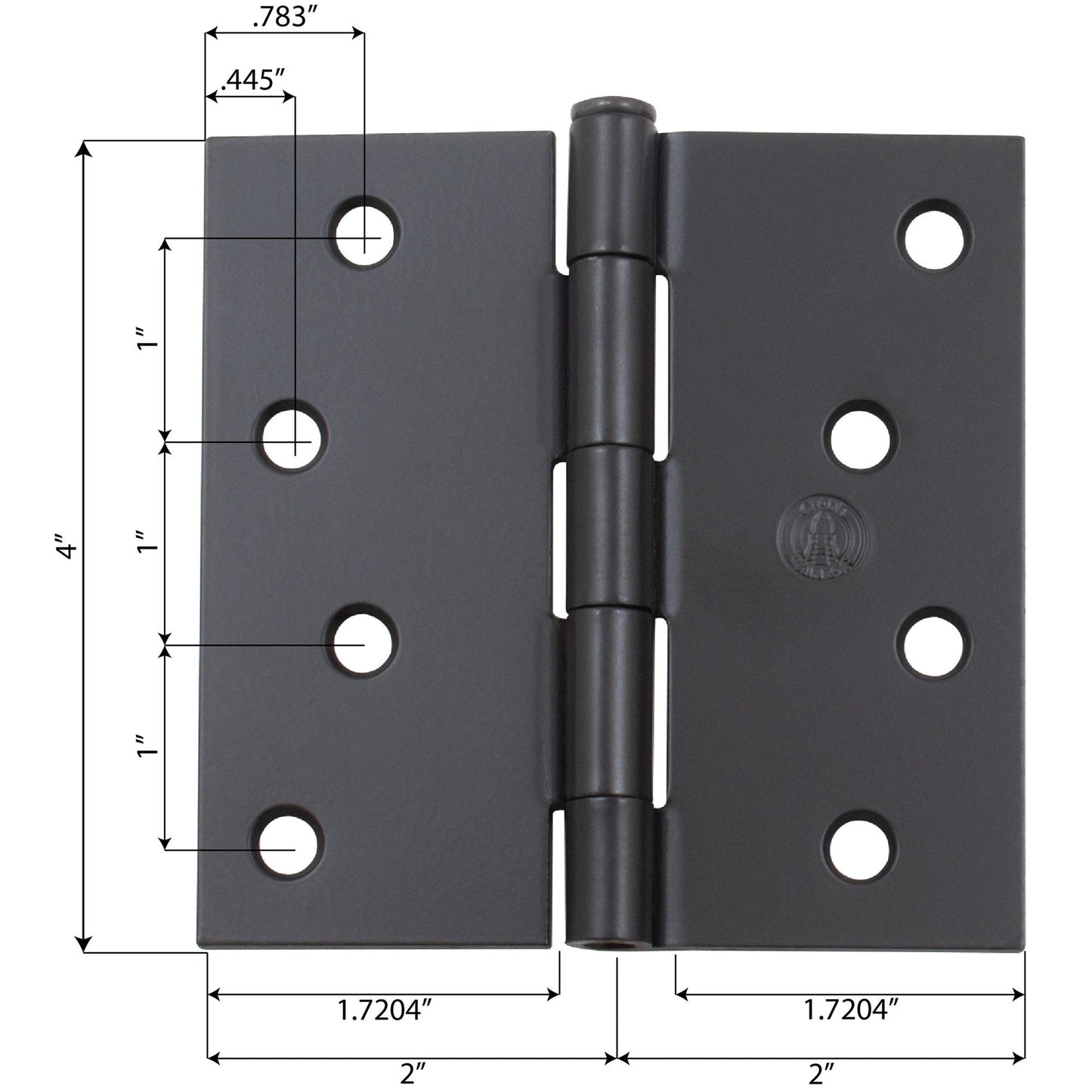 4" Door Hinges, Square Corner