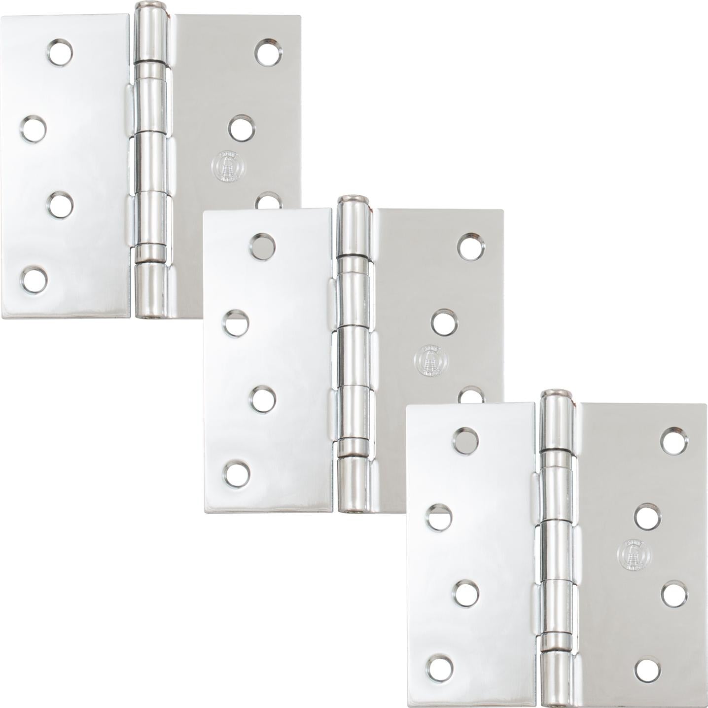 4" Ball-Bearing Door Hinges, Square Corner