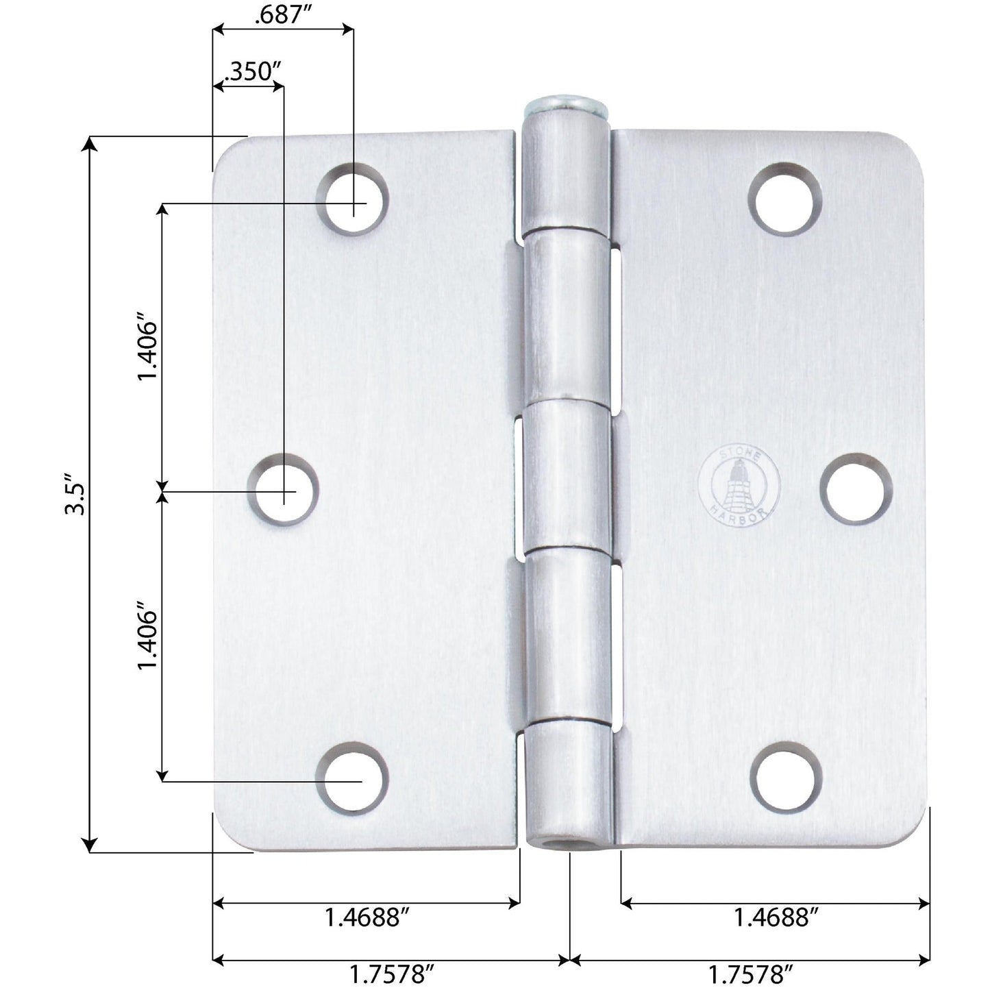 3-1/2" Door Hinges, 1/4" Radius Corner