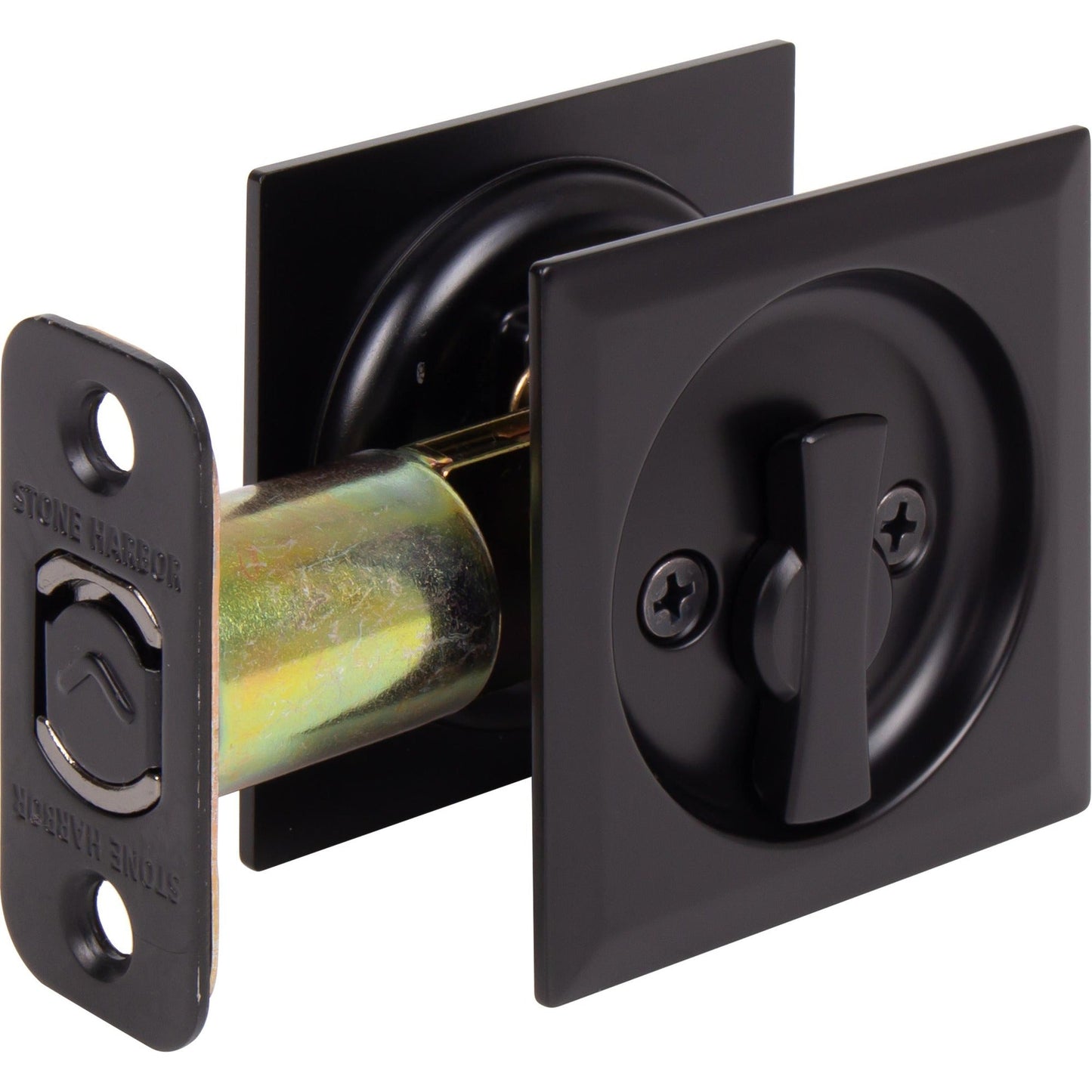 Contemporary Square Pocket Door Lock, Keyed Entry Function