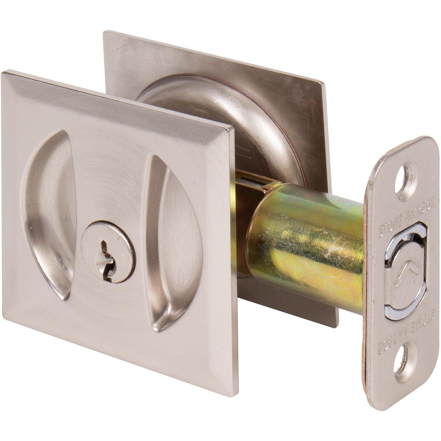 Contemporary Square Pocket Door Lock, Keyed Entry Function