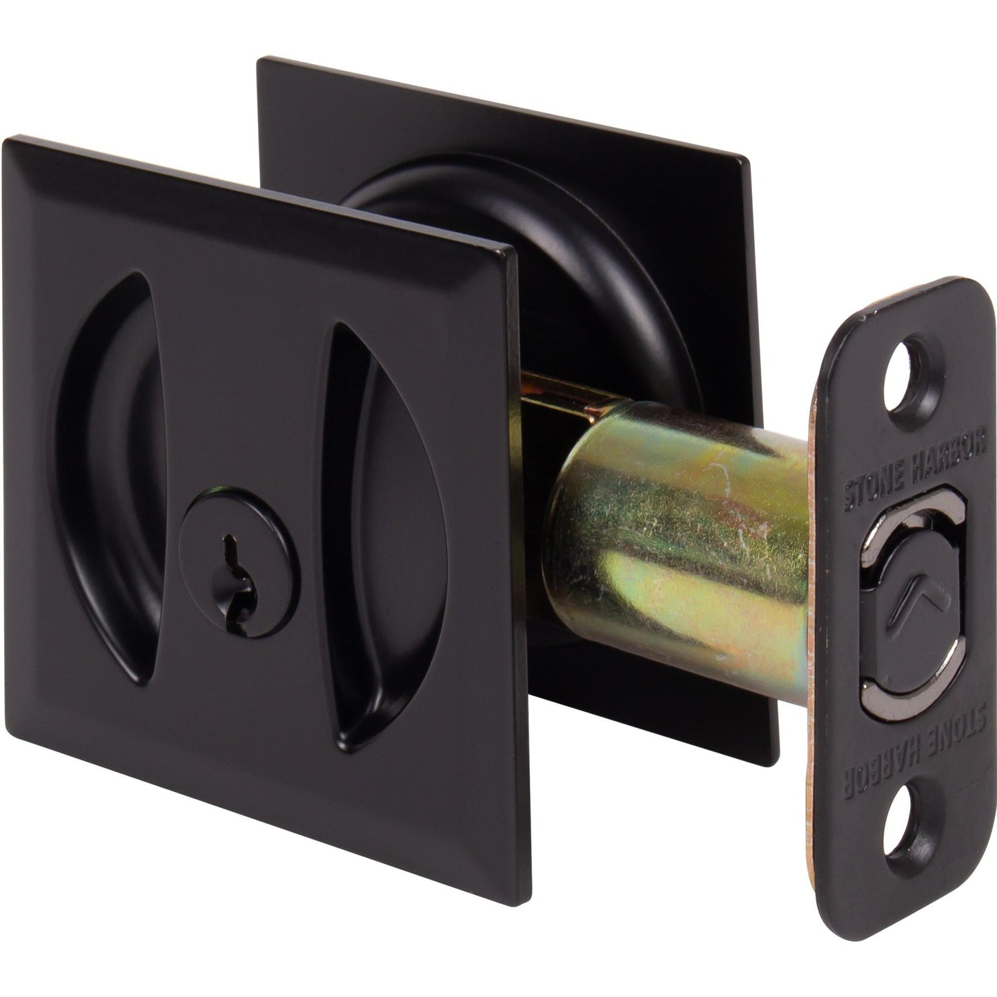 Contemporary Square Pocket Door Lock, Keyed Entry Function