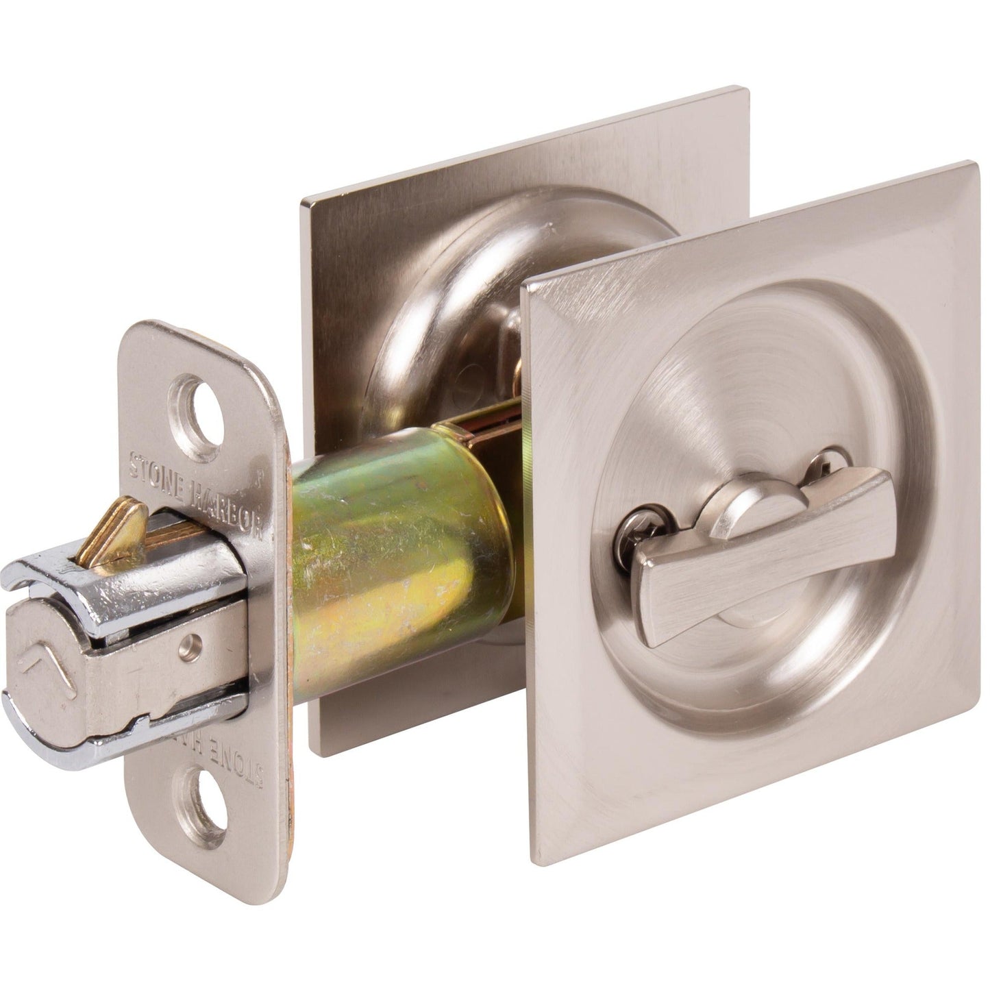 Contemporary Square Pocket Door Lock, Keyed Entry Function