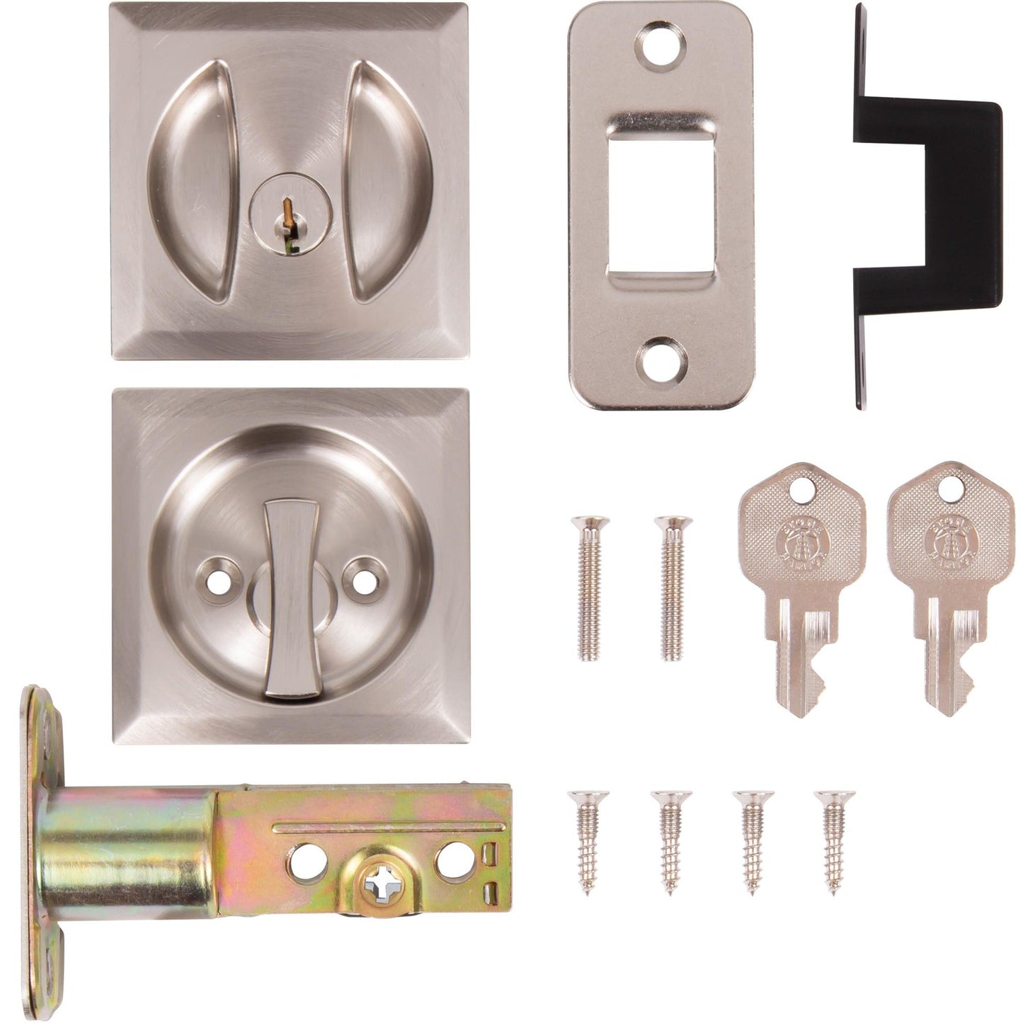 Contemporary Square Pocket Door Lock, Keyed Entry Function