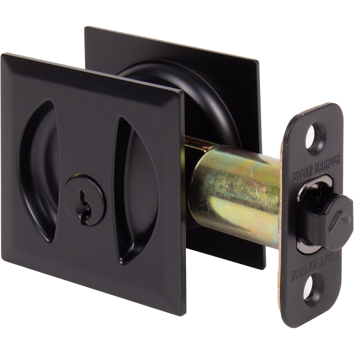 Contemporary Square Pocket Door Lock, Keyed Entry Function
