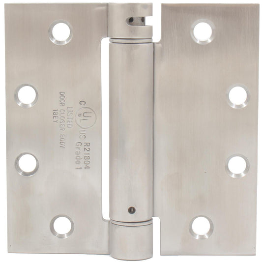 Commercial Grade Self-Closing Door Hinge, 4-1/2 Inches, Square Corner, .134 Gauge, Satin Stainless Steel
