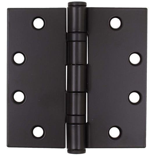 Commercial Grade Ball Bearing Hinge, 4-1/2 Inches, Square Corner, .134 Gauge, Matte Black